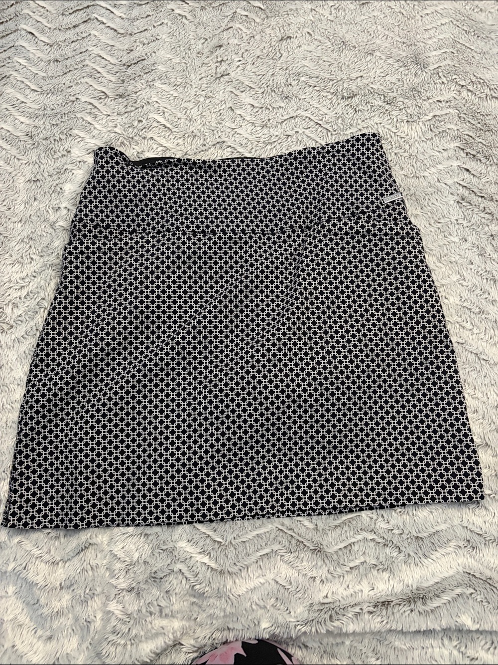 Black & White Mini Skirt with Geometric Print